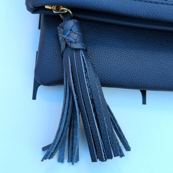 GIGI NEW YORK Navy Embossed Python Leather, Fold over clutch/ crossbody purse - Picture 4 of 17